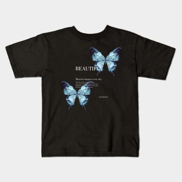 Beautiful Butterflies Kids T-Shirt by Noir Studio